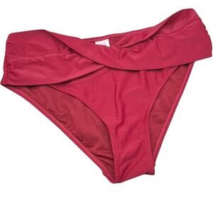 Shekini Wine Red Twist Front Bikini Bottoms Mid Waist Medium NWT Hipster